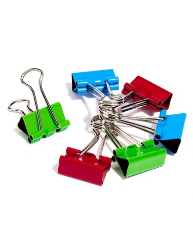 CI | Pinza metalica q-connect -reversible 19 mm -caja de 6 unidades colores surtidos