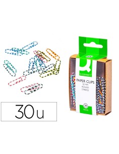 CI | Clips colores rayados q-connect 50 mm -caja de 30...