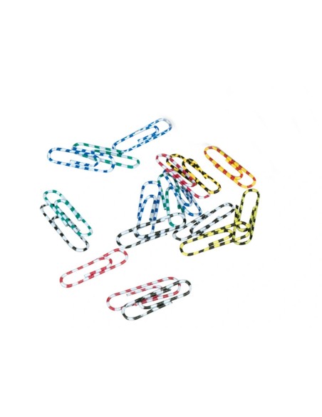 CI | Clips colores rayados q-connect -28 mm -caja de 100 unidades colores surtidos