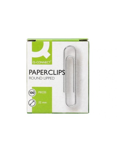 CI | Clips niquelados q-connect nº2 32mm caja de 100