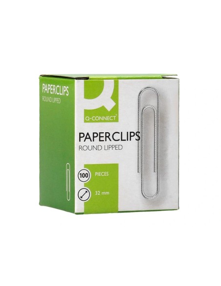 CI | Clips niquelados q-connect nº2 32mm caja de 100