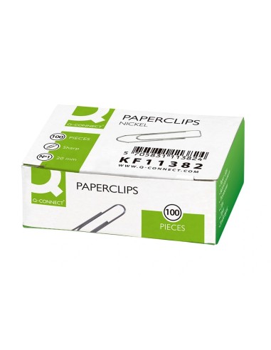 CI | Clips niquelados q-connect n 1 picos 20 mm punta caja de 100 unidades