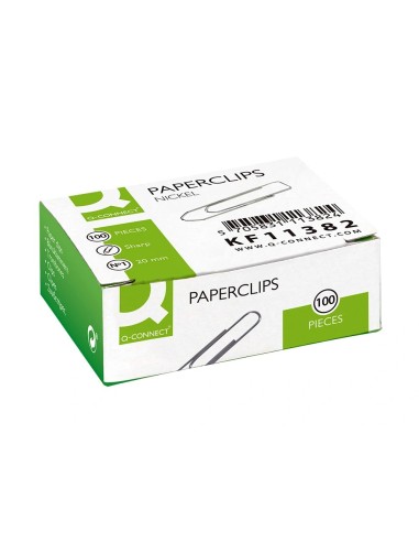 CI | Clips niquelados q-connect n 1 picos 20 mm punta caja de 100 unidades