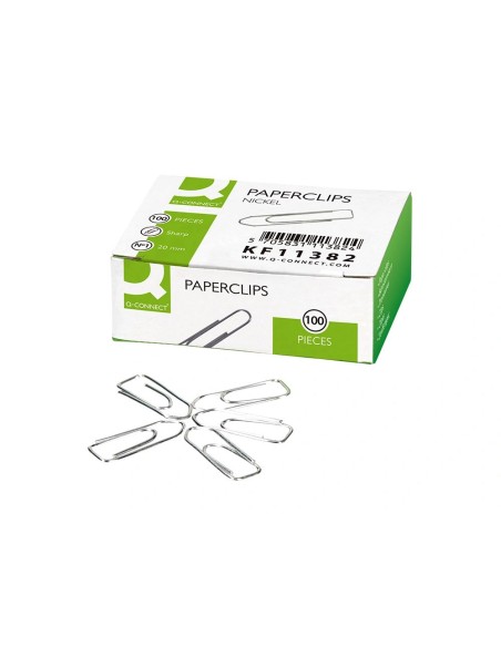 CI | Clips niquelados q-connect n 1 picos 20 mm punta caja de 100 unidades
