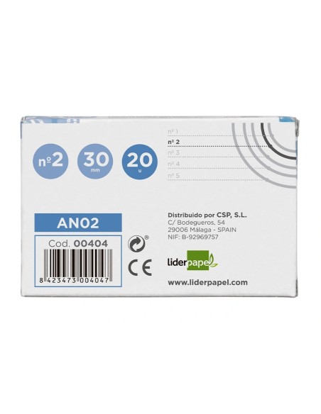 CI | Anillas bisagra liderpapel niqueladas n.2 diametro 30 mm -caja de 20 anillas