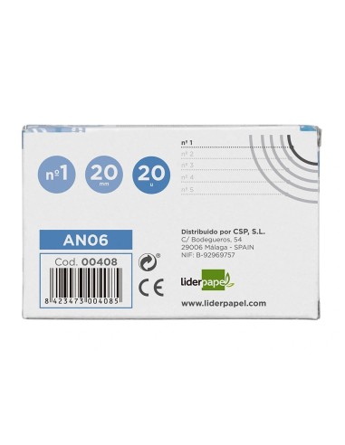 CI | Anillas bisagra liderpapel niqueladas n.1 diametro 20 mm -caja de 20 anillas