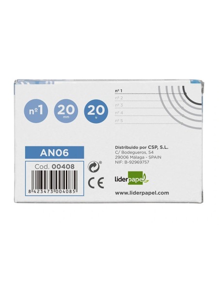 CI | Anillas bisagra liderpapel niqueladas n.1 diametro 20 mm -caja de 20 anillas