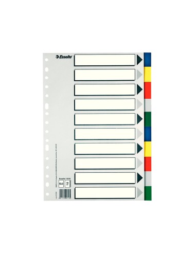 CI | Separador esselte plastico juego de 10 separadores folio con 5 colores multitaladro