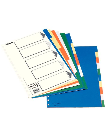 CI | Separador esselte plastico juego de 10 separadores folio con 5 colores multitaladro