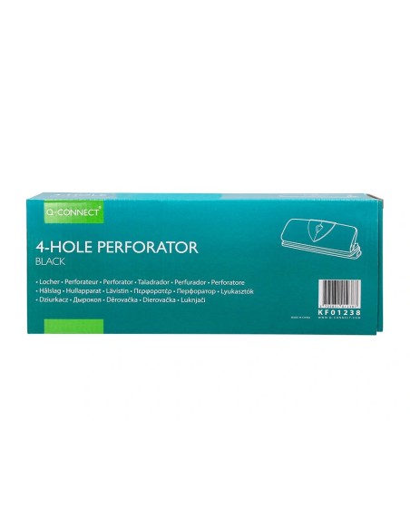 CI | Taladrador q-connect kf01238 negro -4 taladros -abertura 1,6 mm -capacidad 16 hojas