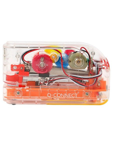 CI | Grapadora electrica q-connect plastico transparente mecanismo de colores capacidad 20 hojas usa grapas