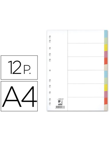 CI | Separador q-connect cartulina juego de 12 separadores din a4-multitaladro