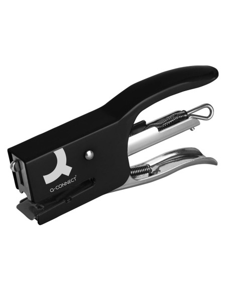 CI | Grapadora q-connect kf22340 de tenaza metalica color negro capacidad 12 hojas usa grapas numero 10
