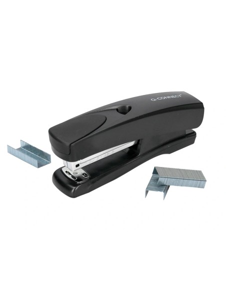 CI | Grapadora q-connect kf01056 plastico abs negra -capacidad 20 hojas
