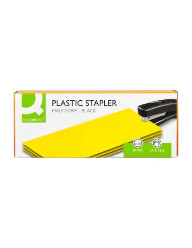 CI | Grapadora q-connect kf01056 plastico abs negra -capacidad 20 hojas