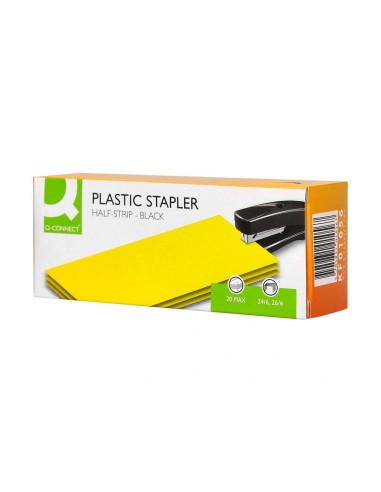 CI | Grapadora q-connect kf01056 plastico abs negra -capacidad 20 hojas