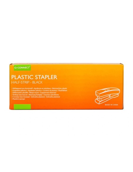 CI | Grapadora q-connect kf01056 plastico abs negra -capacidad 20 hojas
