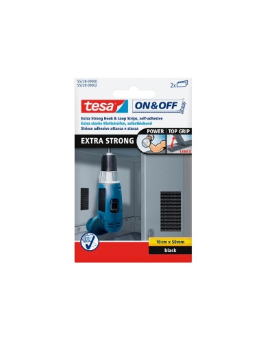 CI | Velcro autoadhesivo tesa negro tiras 10 cm x 50 mm blister de 2 unidades