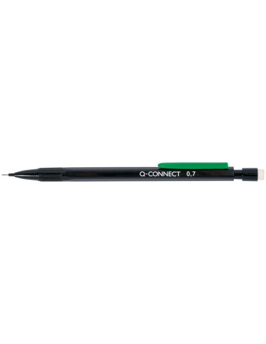 CI | Portaminas q-connect 0.7 mm con 3 minas cuerpo negro con clip verde