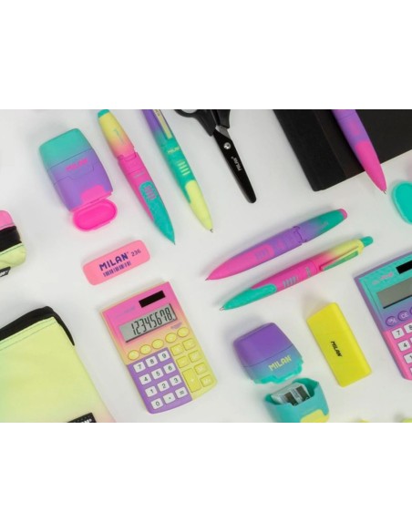 CI | Sacapuntas Milan Compact Sunset Plastico 2 Usos Con Goma De Borrar Colores Surtidos