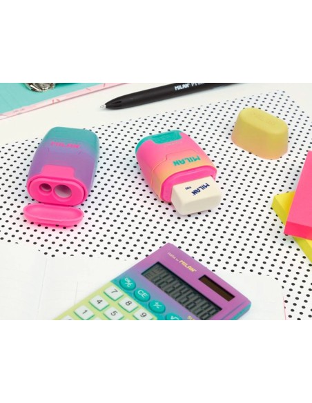 CI | Sacapuntas Milan Compact Sunset Plastico 2 Usos Con Goma De Borrar Colores Surtidos