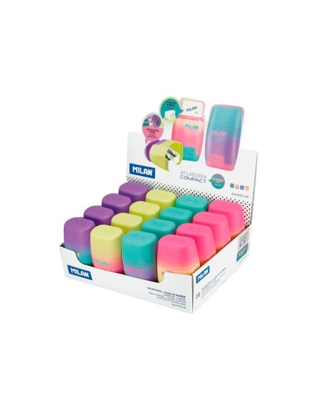 CI | Sacapuntas Milan Compact Sunset Plastico 2 Usos Con Goma De Borrar Colores Surtidos