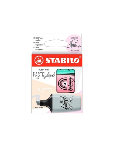 CI | Rotulador Stabilo Boss Mini Pastel Love Estuche De 3 Unidades Pizca De Menta/Rubor Rosa/Toque De Turquesa