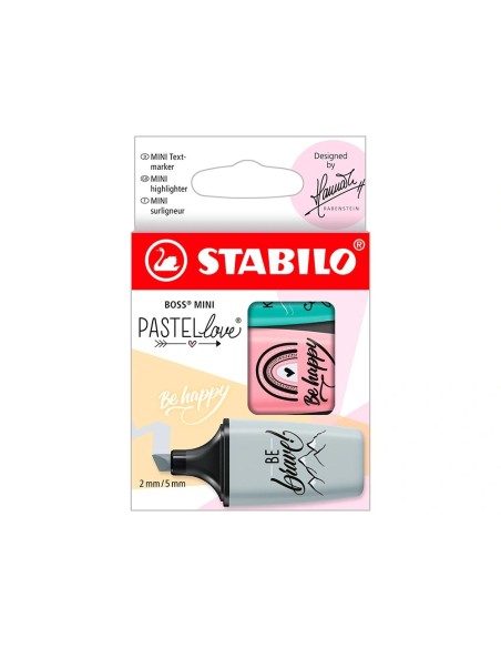 CI | Rotulador Stabilo Boss Mini Pastel Love Estuche De 3 Unidades Pizca De Menta/Rubor Rosa/Toque De Turquesa