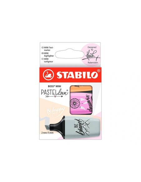 CI | Rotulador Stabilo Boss Mini Pastel Love Estuche De 3 Unidades Fucsia Helado/Naranja Palido/Gris