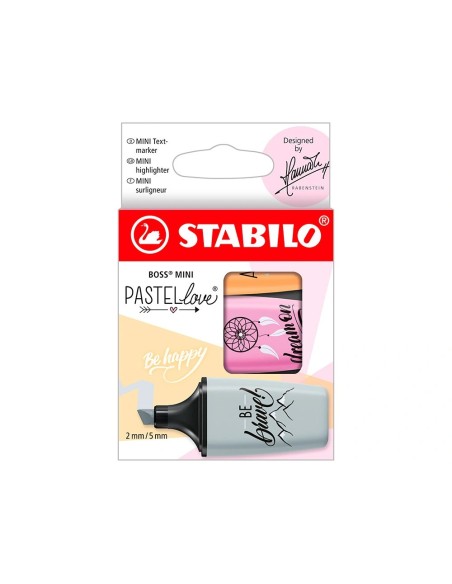 CI | Rotulador Stabilo Boss Mini Pastel Love Estuche De 3 Unidades Fucsia Helado/Naranja Palido/Gris