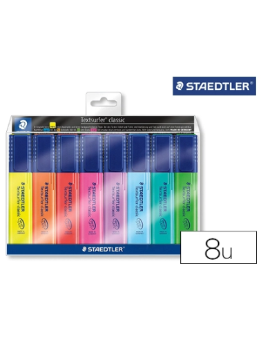 CI | Rotulador staedtler textsurfer 364 fluorescente bolsa de 6 unidades colores surtidos + 2 regalo