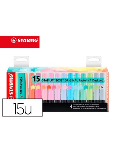 CI | Rotulador Stabilo Boss Fluorescente 70 Pastel Deskset Estuche De 15 Unidades Colores Surtidos