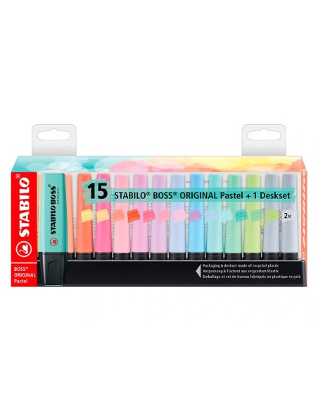 CI | Rotulador Stabilo Boss Fluorescente 70 Pastel Deskset Estuche De 15 Unidades Colores Surtidos