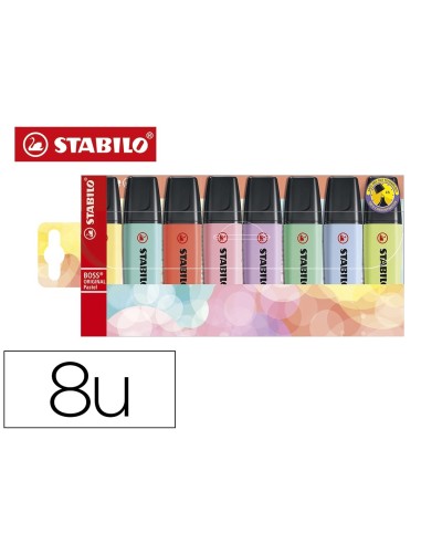 CI | Rotulador stabilo boss fluorescente 70 pastel estuche de 8 unidades colores surtidos