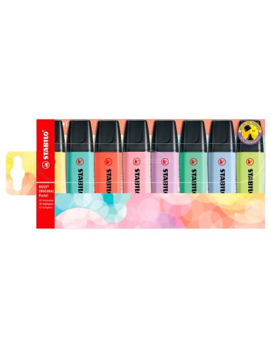 CI | Rotulador stabilo boss fluorescente 70 pastel estuche de 8 unidades colores surtidos