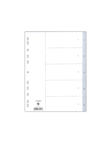 CI | Separador numerico q-connect plastico 1-5 juego de 5 separadores din a4 -multitaladro