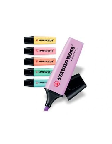CI | Rotulador stabilo boss pastel fluorescente 70 estuche de 6 unidades surtidas