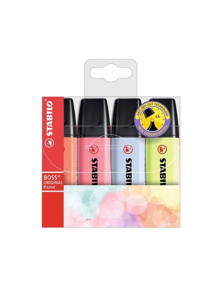 CI | Rotulador Stabilo Boss Fluorescente 70 Pastel Estuche De 4 Unidades Colores Nuevos 2021 Surtidos