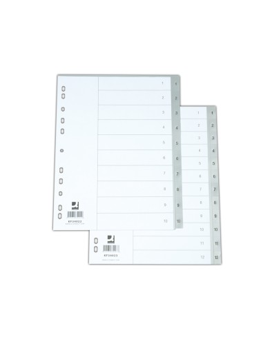 CI | Separador numerico q-connect plastico 1-12 juego de 12 separadores din a4 -multitaladro