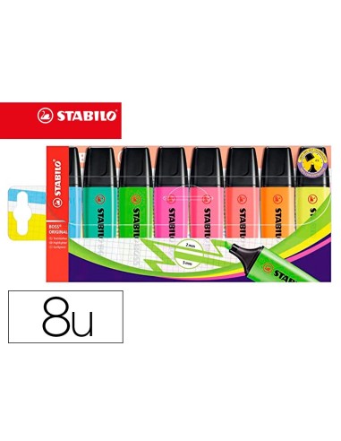 CI | Rotulador stabilo boss fluorescente 70 estuche de 8 unidades colores surtidos