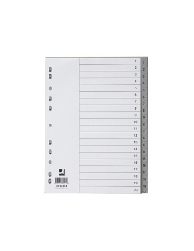 CI | Separador numerico q-connect plastico 1-20 juego de 20 separadores din a4 multitaladro