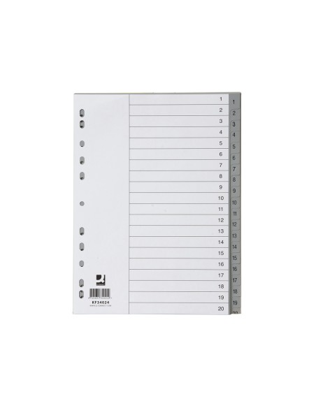 CI | Separador numerico q-connect plastico 1-20 juego de 20 separadores din a4 multitaladro
