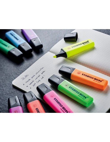 CI | Rotulador Stabilo Boss Fluorescente 70 Verde Estuche De 4 Unidades