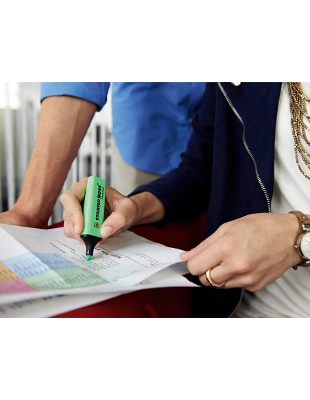 CI | Rotulador Stabilo Boss Fluorescente 70 Verde Estuche De 4 Unidades