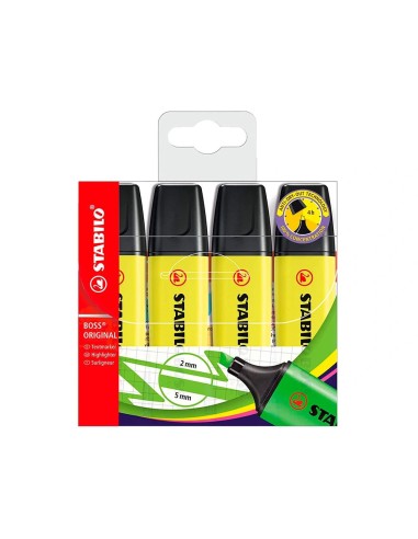 CI | Rotulador Stabilo Boss Fluorescente 70 Amarillo Estuche De 4 Unidades