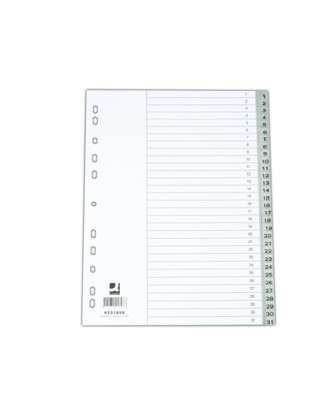 CI | Separador numerico q-connect plastico 1-31 juego de 31 separadores din a4 -multitaladro