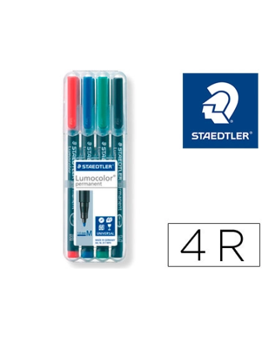 CI | Rotulador staedtler lumocolor retroproyeccion punta de fibra permanente 317 wp estuche 4 colores punta media