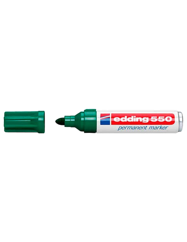 CI | Rotulador edding punta fibra permanente 550 verde n. 4 punta redonda recargable