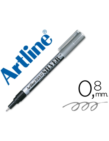 CI | Rotulador artline marcador permanente tinta metalica ek-999 plata -punta redonda 0.8 mm