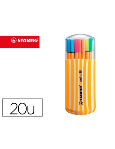 CI | Rotulador stabilo punta de fibra point 88 zebrui estuche de 20 colores neon surtidos